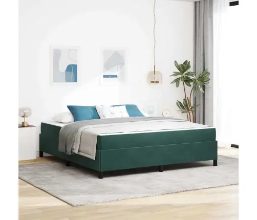 Voodi Raam Madratsiga Tume Rohelise 180 X 200 Cm Kangas