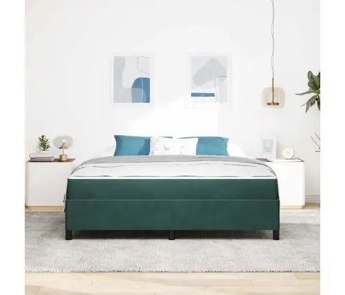 Voodi Raam Madratsiga Tume Rohelise 180 X 200 Cm Kangas