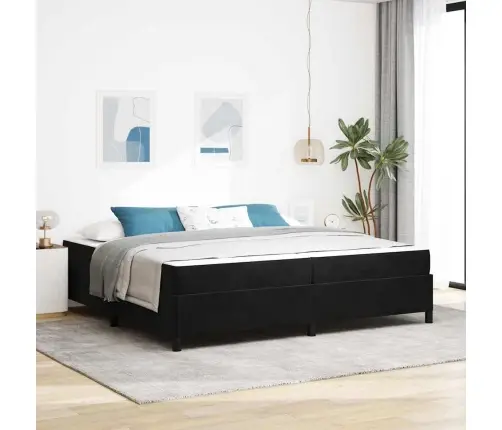 Gultas Rāmis Cits Melns Un Balts Un Melns 200 X 200 Cm Samts Vidaxl