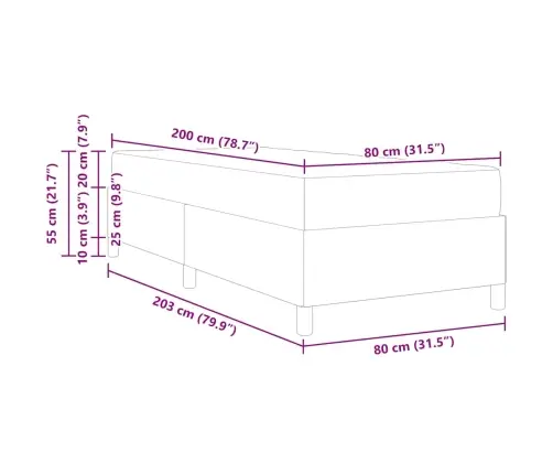 Gultas Rāmis Cits Zila 80 X 200 Cm Korduroja Audums Vidaxl