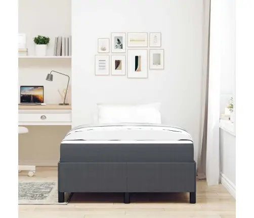 Gultas Rāmis Ar Matraci Tumši Pelēks 120 X 190 Cm Audums Vidaxl