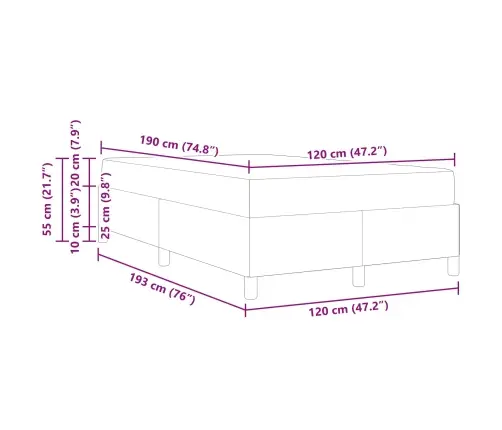 Gultas Rāmis Ar Matraci Tumši Pelēks 120 X 190 Cm Audums Vidaxl