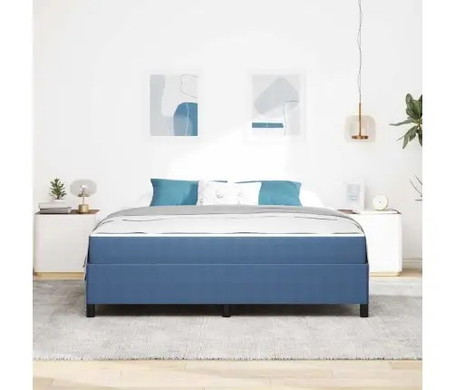 Gultas Rāmis Ar Matraci Zila 180 X 200 Cm Audums Vidaxl