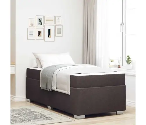 Voodi Raam Madratsiga Tume Pruun 80 X 200 Cm Kangas