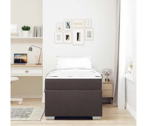 Voodi Raam Madratsiga Tume Pruun 80 X 200 Cm Kangas