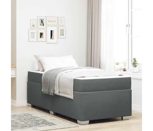 Gultas Rāmis Cits Tumši Pelēka 90 X 190 Cm Audums Vidaxl