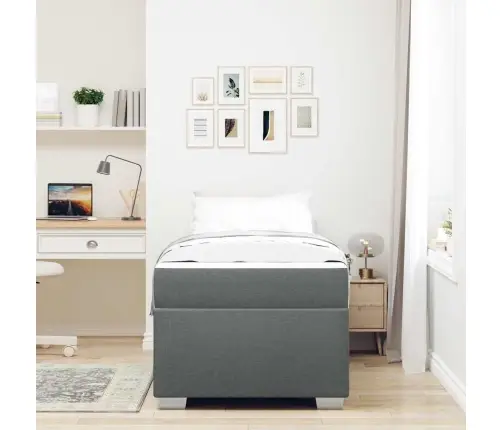 Gultas Rāmis Cits Tumši Pelēka 90 X 190 Cm Audums Vidaxl