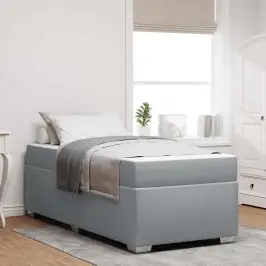 Lovos Rėmas Su Čiužiniu Šviesiai Pilka 90 X 200 Cm Audinys Lovos Rėmas Su Čiužiniu Šviesiai Pilka 90 X 200 Cm Audinys