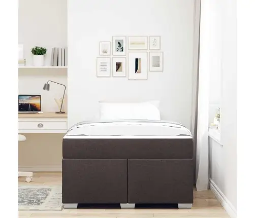 Gultas Rāmis Cits Tumši Brūna 120 X 190 Cm Audums Vidaxl