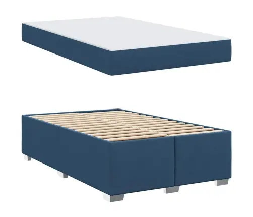 Gultas Rāmis Ar Matraci Zila 120 X 200 Cm Audums Vidaxl