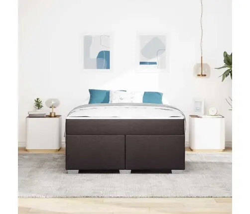 Voodi Raam Madratsiga Tume Pruun 140 X 200 Cm Kangas