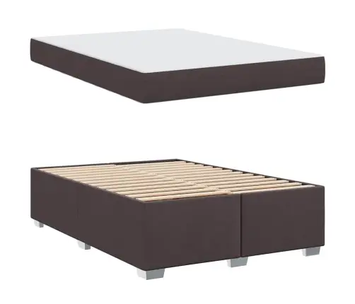 Voodi Raam Madratsiga Tume Pruun 140 X 200 Cm Kangas