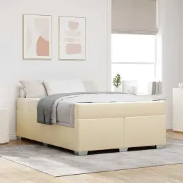 Gultas Rāmis Krēmkrāsa 140 X 200 Cm Audums Vidaxl