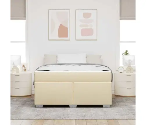 Voodi Raam Madratsiga Cream 140 X 200 Cm Kangas