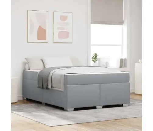 Voodi Raam Madratsiga Helehall 160 X 200 Cm Kangas