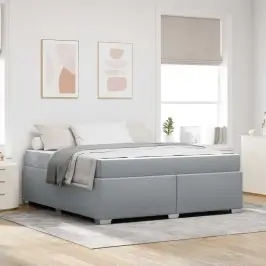 Gultas Rāmis Gaiši Pelēka 180 X 200 Cm Audums Vidaxl