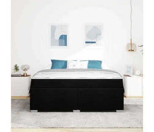 Voodi Raam Madratsiga Must 180 X 200 Cm Kangas