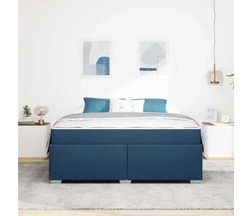 Gultas Rāmis Zila 180 X 200 Cm Audums Vidaxl