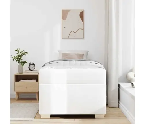 Voodi Raam Madratsiga Valge 90 X 190 Cm Kangas