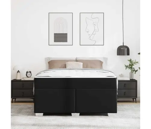 Lovos Rėmas Su Čiužiniu Juoda 160 X 200 Cm Audinys