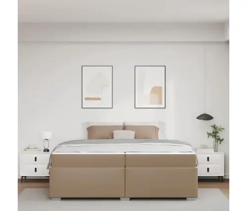 Gultas Rāmis Kapučīno 200 X 200 Cm Mākslīgā Āda Vidaxl