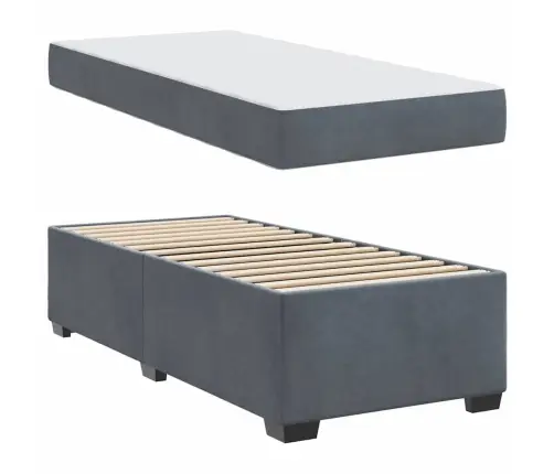 Gultas Rāmis Ar Matraci Cits Tumši Pelēka 80 X 200 Cm Samts Vidaxl