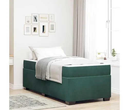 Voodi Raam Madratsiga Tume Rohelise 80 X 200 Cm Kangas