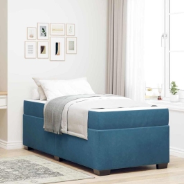 Gultas Rāmis Ar Matraci Ar Matraci Zila 80 X 200 Cm Samts Vidaxl