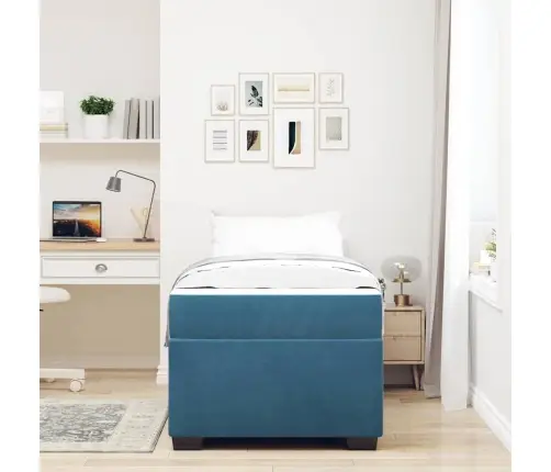Gultas Rāmis Ar Matraci Cits Zila 80 X 200 Cm Samts Vidaxl