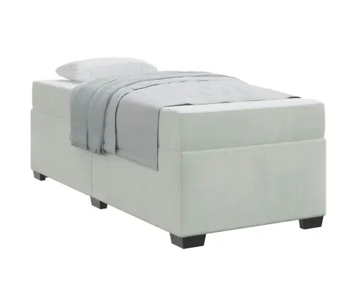 Gultas Rāmis Ar Matraci Cits Gaiši Pelēka 90 X 190 Cm Samts Vidaxl