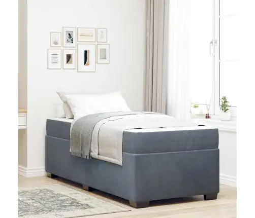 Gultas Rāmis Ar Matraci Cits Tumši Pelēka 90 X 190 Cm Samts Vidaxl