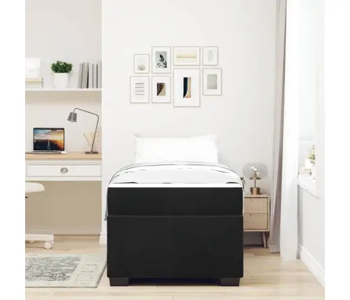 Gultas Rāmis Ar Matraci Cits Melna 90 X 190 Cm Samts Vidaxl