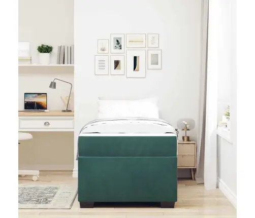 Gultas Rāmis Ar Matraci Cits Tumši Zaļa 90 X 190 Cm Samts Vidaxl