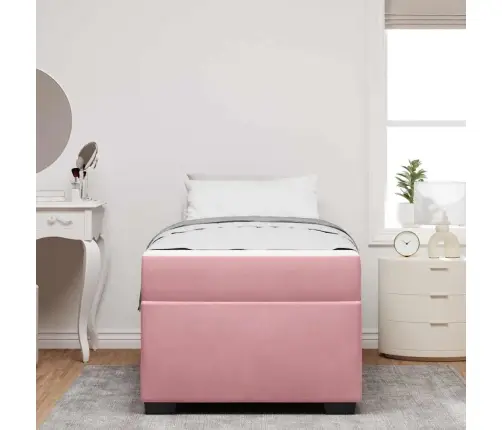 Gultas Rāmis Ar Matraci Cits Rozā 90 X 190 Cm Samts Vidaxl