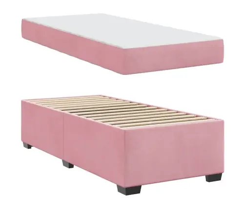 Gultas Rāmis Ar Matraci Cits Rozā 90 X 190 Cm Samts Vidaxl