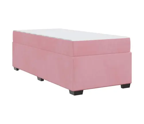 Gultas Rāmis Ar Matraci Cits Rozā 90 X 190 Cm Samts Vidaxl