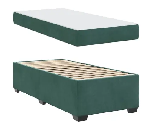 Gultas Rāmis Ar Matraci Cits Tumši Zaļa 90 X 200 Cm Samts Vidaxl