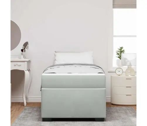 Voodi Raam Madratsiga Helehall 100 X 200 Cm Kangas