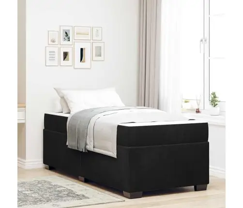 Gultas Rāmis Ar Matraci Cits Melna 100 X 200 Cm Samts Vidaxl