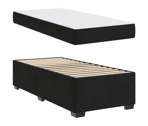 Gultas Rāmis Ar Matraci Cits Melna 100 X 200 Cm Samts Vidaxl