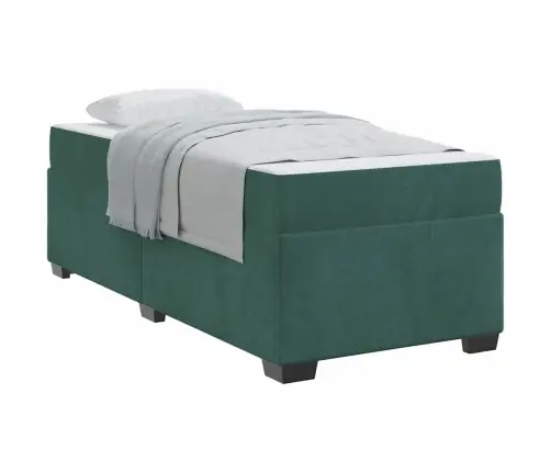 Gultas Rāmis Ar Matraci Cits Tumši Zaļa 100 X 200 Cm Samts Vidaxl
