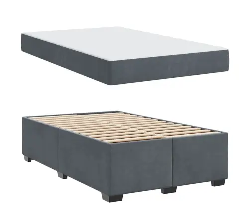 Gultas Rāmis Ar Matraci Cits Tumši Pelēka 120 X 190 Cm Samts Vidaxl