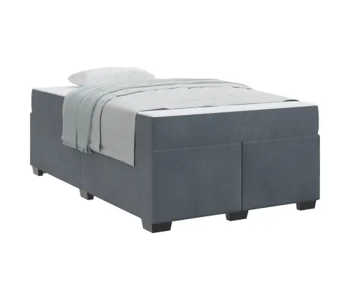 Gultas Rāmis Ar Matraci Cits Tumši Pelēka 120 X 190 Cm Samts Vidaxl