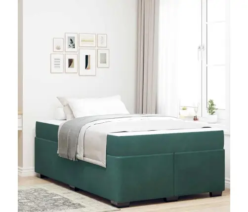 Gultas Rāmis Ar Matraci Cits Tumši Zaļa 120 X 190 Cm Samts Vidaxl