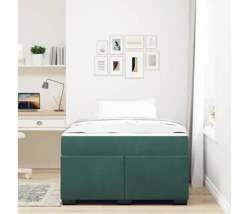 Gultas Rāmis Ar Matraci Cits Tumši Zaļa 120 X 190 Cm Samts Vidaxl