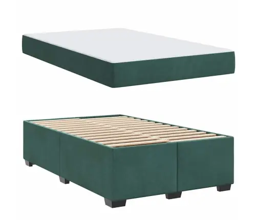 Gultas Rāmis Ar Matraci Cits Tumši Zaļa 120 X 190 Cm Samts Vidaxl