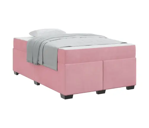 Gultas Rāmis Ar Matraci Cits Rozā 120 X 190 Cm Samts Vidaxl