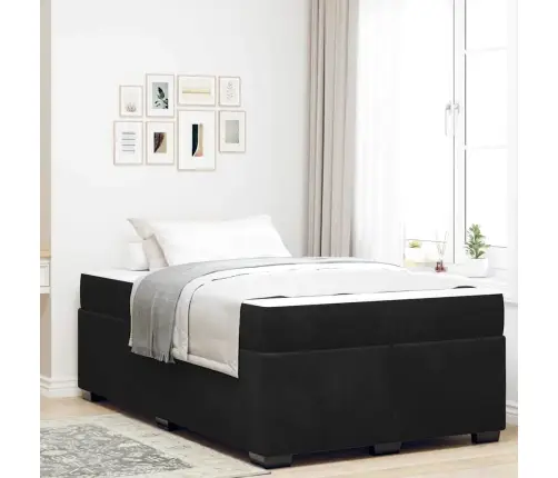 Gultas Rāmis Ar Matraci Cits Melna 120 X 200 Cm Samts Vidaxl