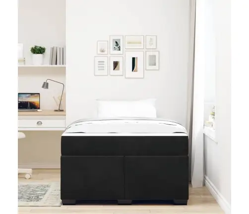 Gultas Rāmis Ar Matraci Cits Melna 120 X 200 Cm Samts Vidaxl