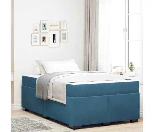 Gultas Rāmis Ar Matraci Tumši Zila 120 X 200 Cm Samts Vidaxl